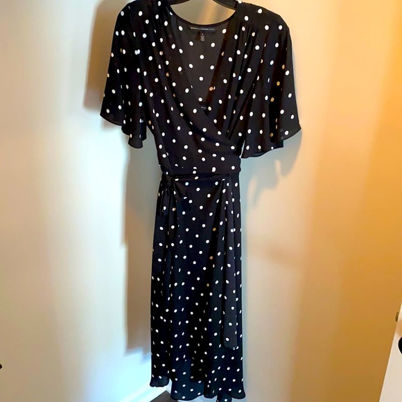 White House Black Market Polka Dot wrap dress with inner slip. Tie closure. - Picture 2 of 13